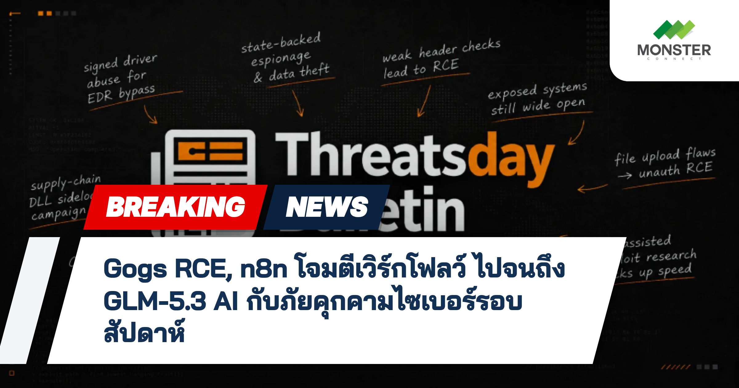 Gogs RCE, n8n โจมตีเวิร์กโฟลว์ ไปจนถึง GLM-5.3 AI กับภัยคุกคามไซเบอร์รอบสัปดาห์