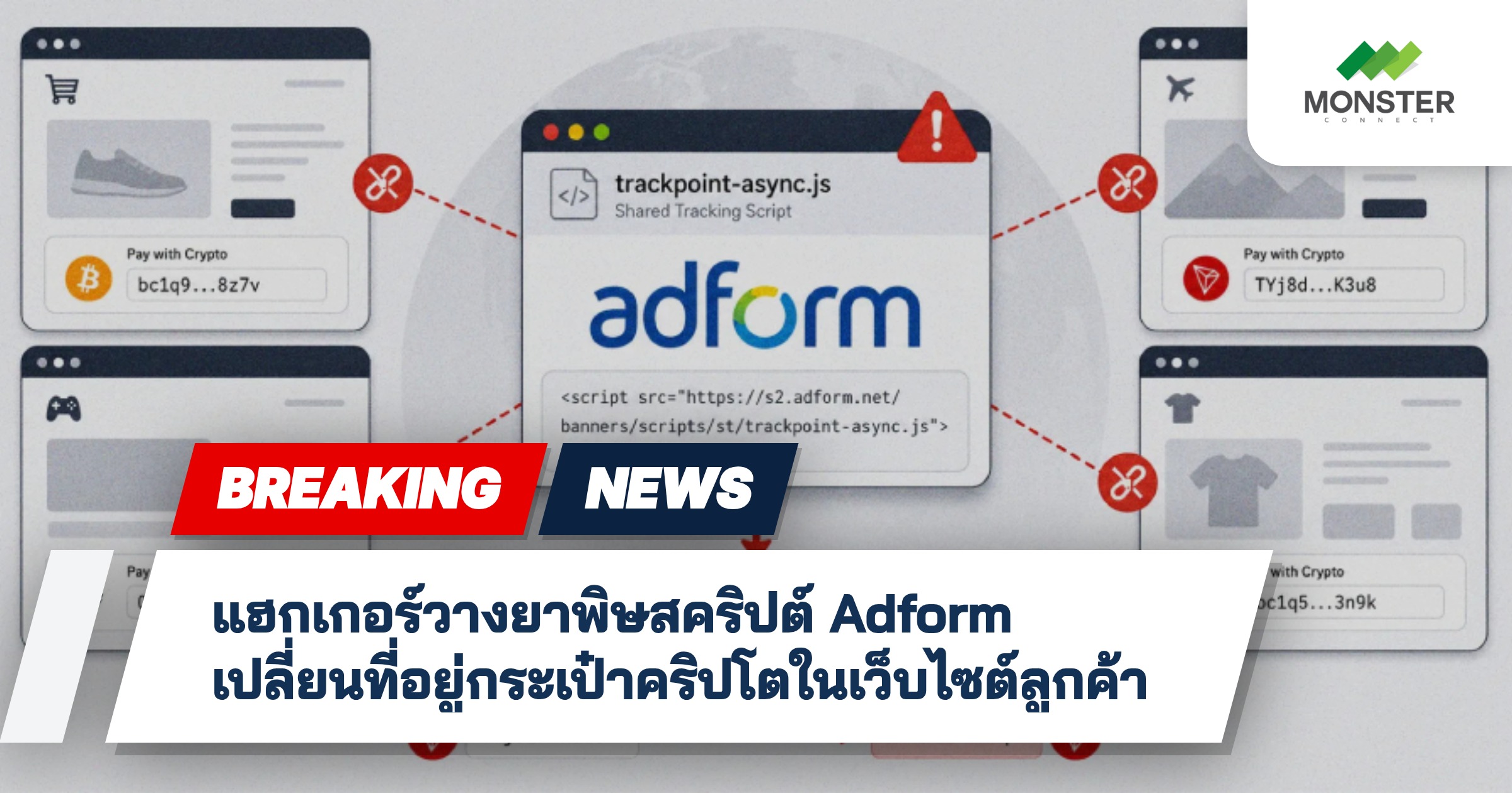แฮกเกอร์วางยาพิษสคริปต์ Adform เปลี่ยนที่อยู่กระเป๋าคริปโตในเว็บไซต์ลูกค้า