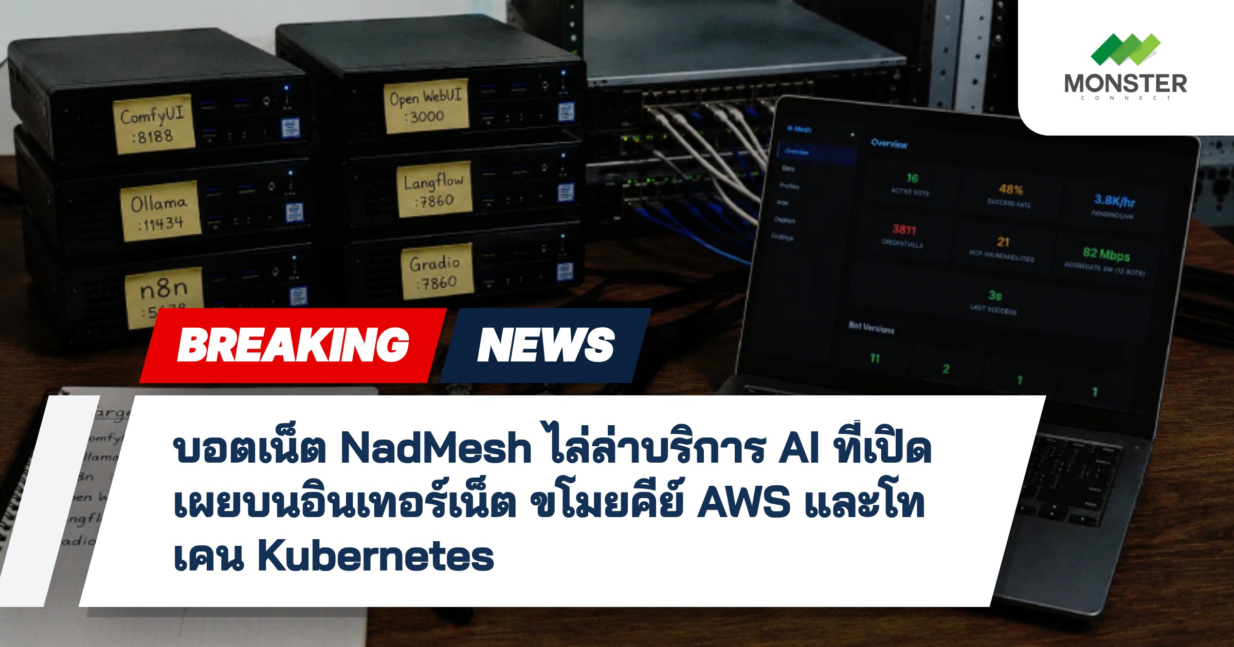 บอตเน็ต NadMesh ไล่ล่าบริการ AI ที่เปิดเผยบนอินเทอร์เน็ต ขโมยคีย์ AWS และโทเคน Kubernetes