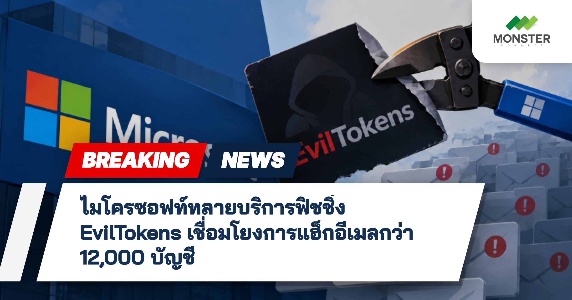 ไมโครซอฟท์ทลายบริการฟิชชิ่ง EvilTokens เชื่อมโยงการแฮ็กอีเมลกว่า 12,000 บัญชี
